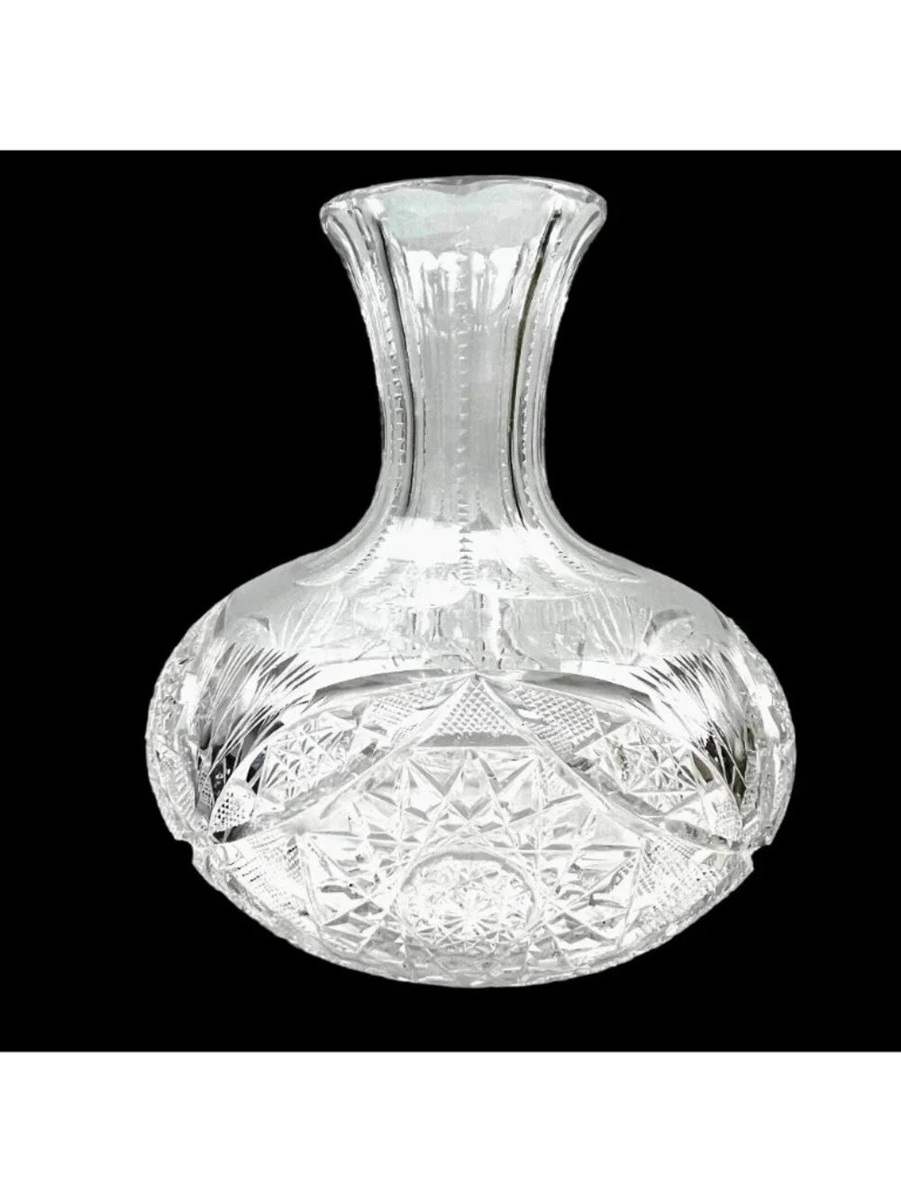 Vintage ABP Cut Glass Decanter Water Carafe Barware American Brilliant Design